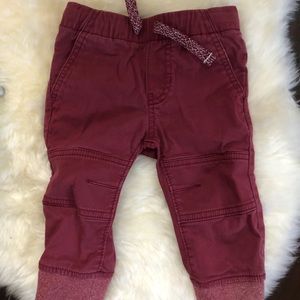 Baby boy maroon motto pants size 12 months vguc